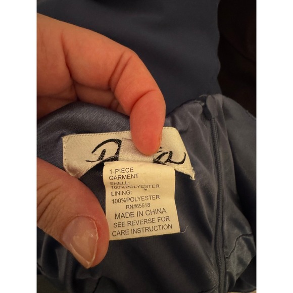 Patra Womens Size 16 Blue Tiered Evening Gown Satin Pleated Waist Rhinestone - Picture 7 of 9